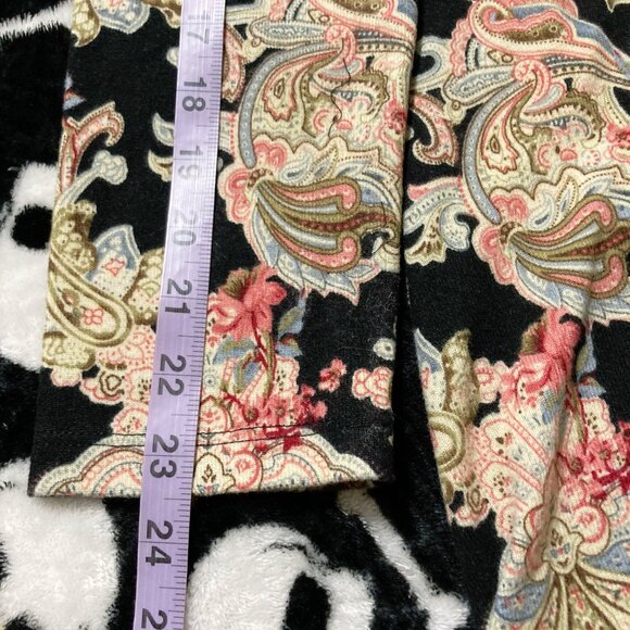 KIM & CO. Dark floral and paisley print open front cardigan ~ MEDIUM sweater - Picture 12 of 15